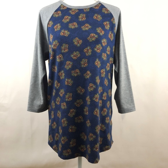 3/$20 Lularoe Randy Tee Cameras Blue Gray - Picture 1 of 3